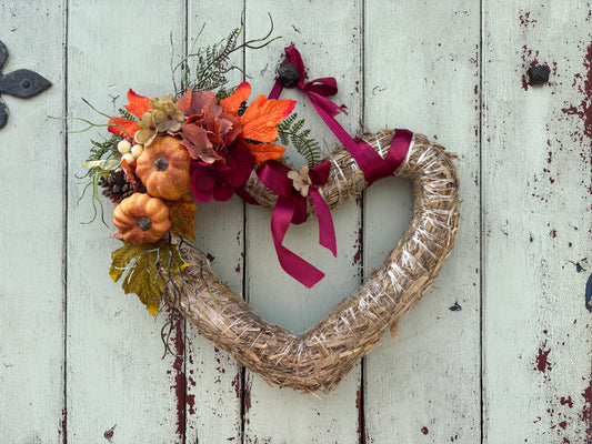 The Rustic Pumpkin Straw Heart (Left side design)